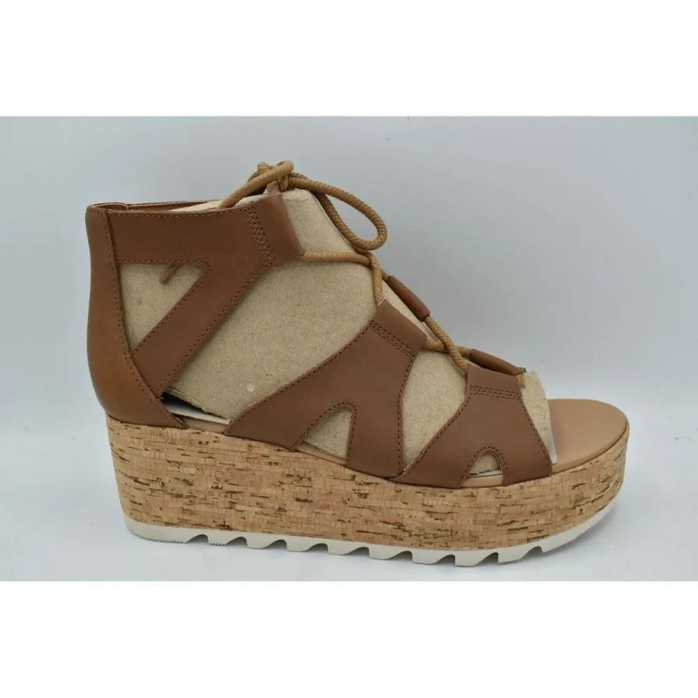 Sorel Women‎ Size 9 Cameron Flatform Leather Lace Up Wedge Platform Sandals